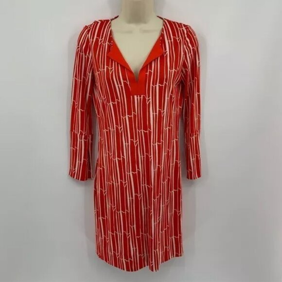 Diane von Furstenberg New Reina Two Tunic Dress In Bamboo Large Chile Print - 0 - Picture 1 of 2